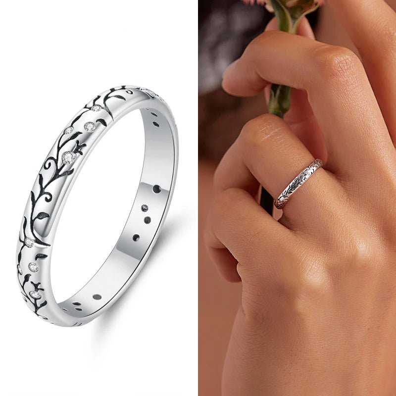Vintage Engraved Sterling Silver Band Ring - Jewelry Iced