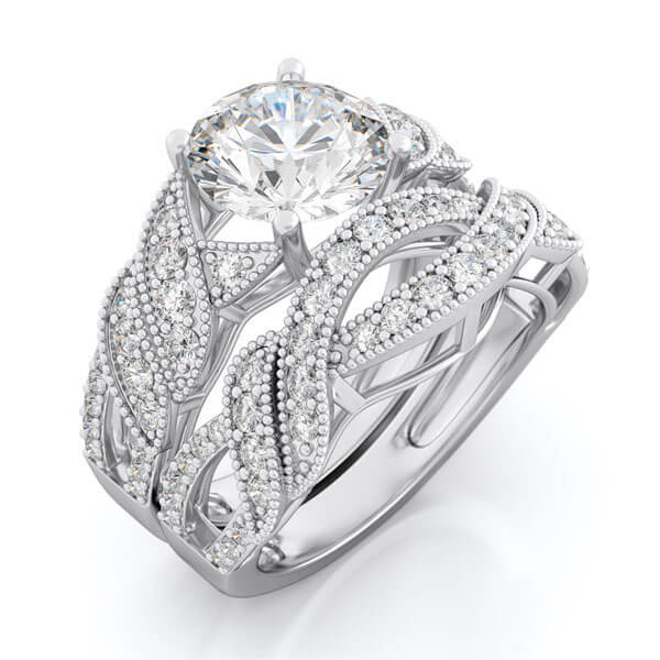 Womens 3.80 CT Wedding Band Engagement Ring Set Spiral Round Cut Bridal Size 5-9 | 925 Sterling Silver - Jewelry Iced