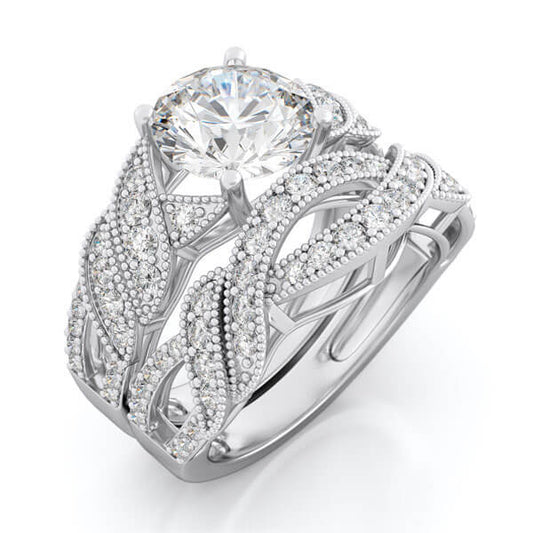 Womens 3.80 CT Wedding Band Engagement Ring Set Spiral Round Cut Bridal Size 5-9 | 925 Sterling Silver - Jewelry Iced